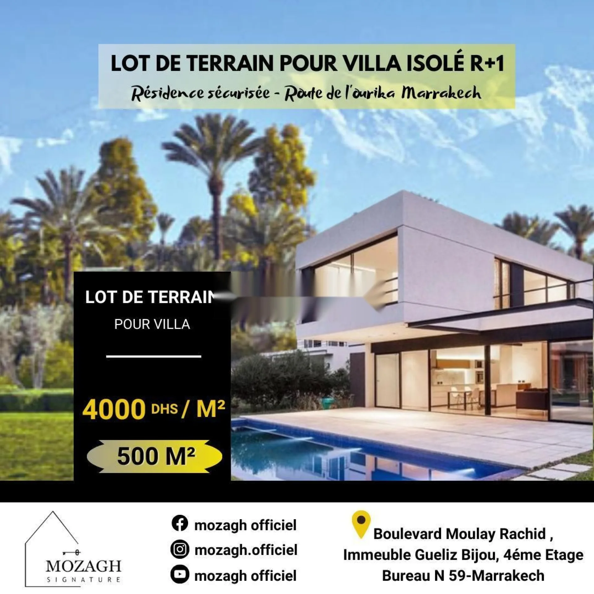 Terrain 500 m² isolé pour villa sans vis-à-vis