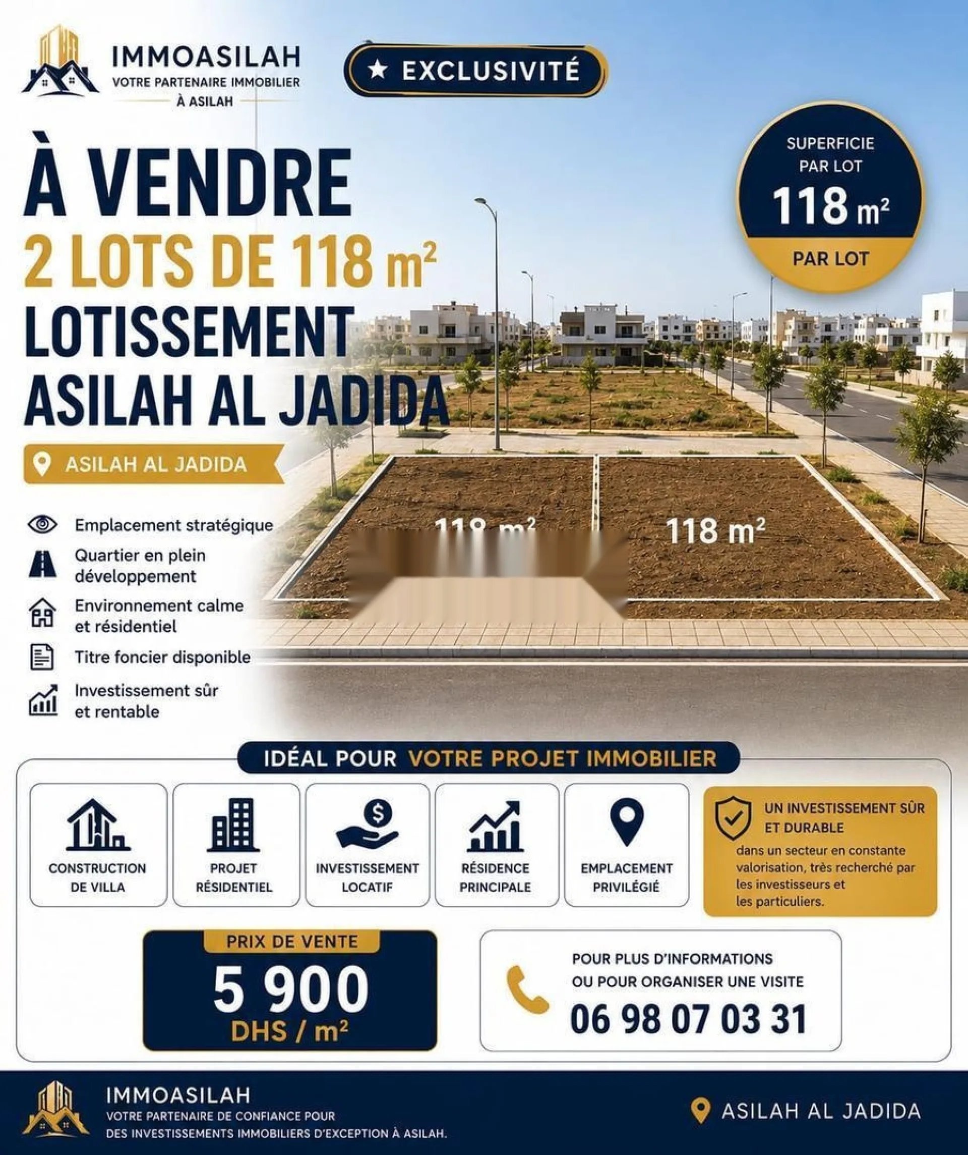 Deux lots mitoyens titrés 236 m²
