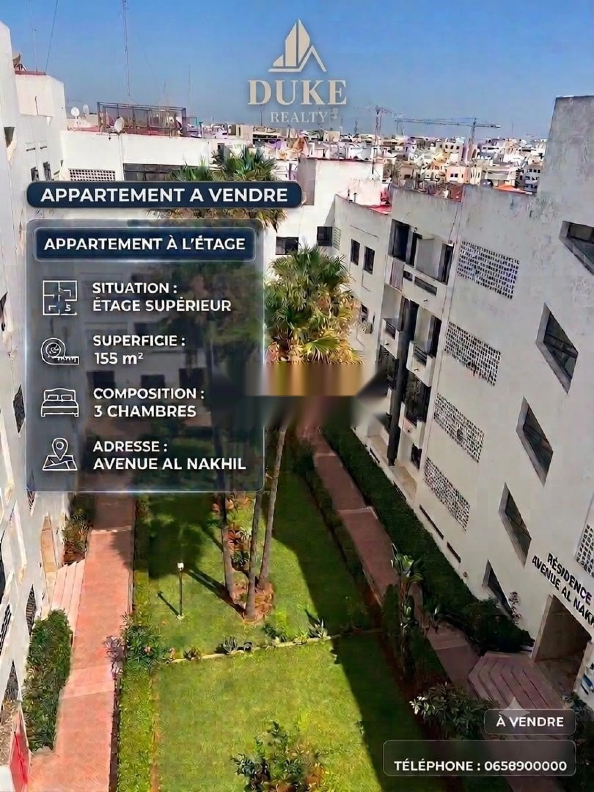 APP À VENDRE À DEUX PAS D'AVENUE AL NAKHIL