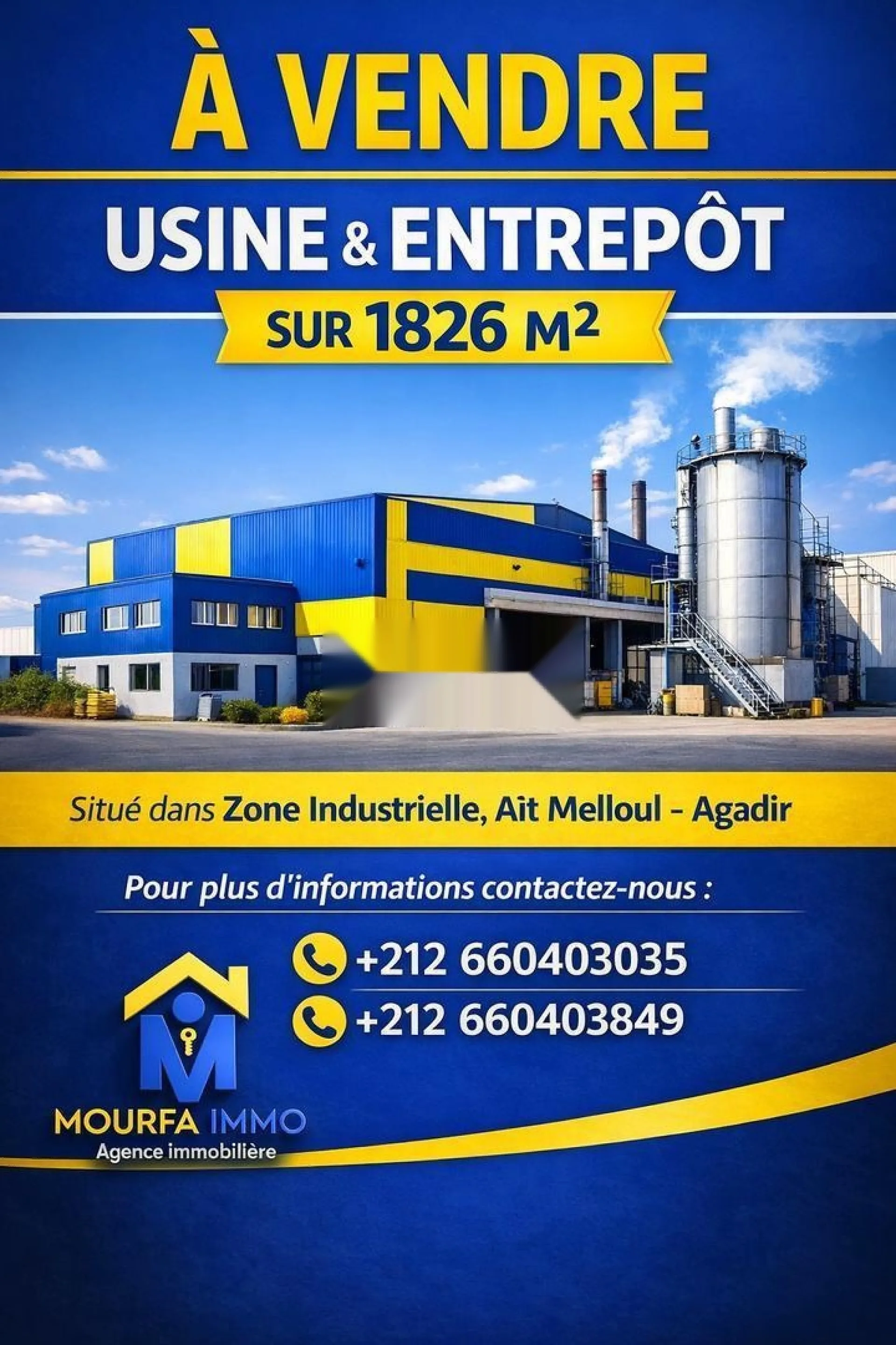 À VENDRE - USINE & ENTREPÔT INDUSTRIEL-Ait Melloul