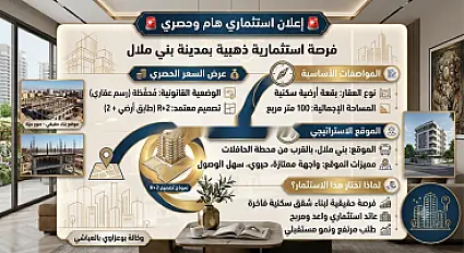 للبيع أرض مسجلة بمساحة 100 متر مربع في وسط بني ملال