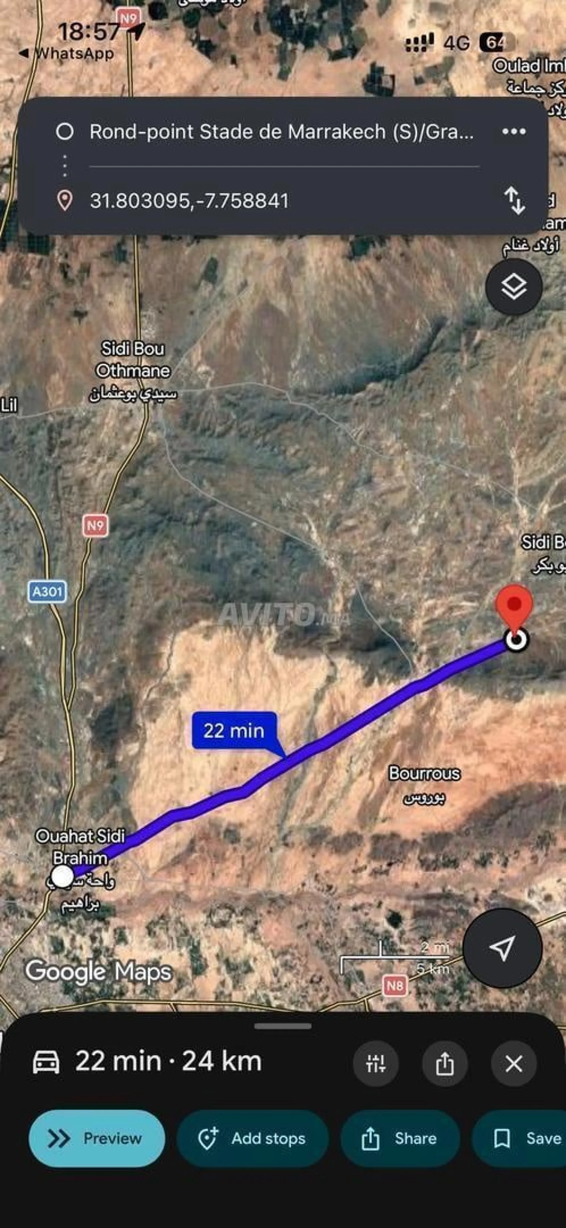 Terrain à Bourous à 22 minutes de Marrakech