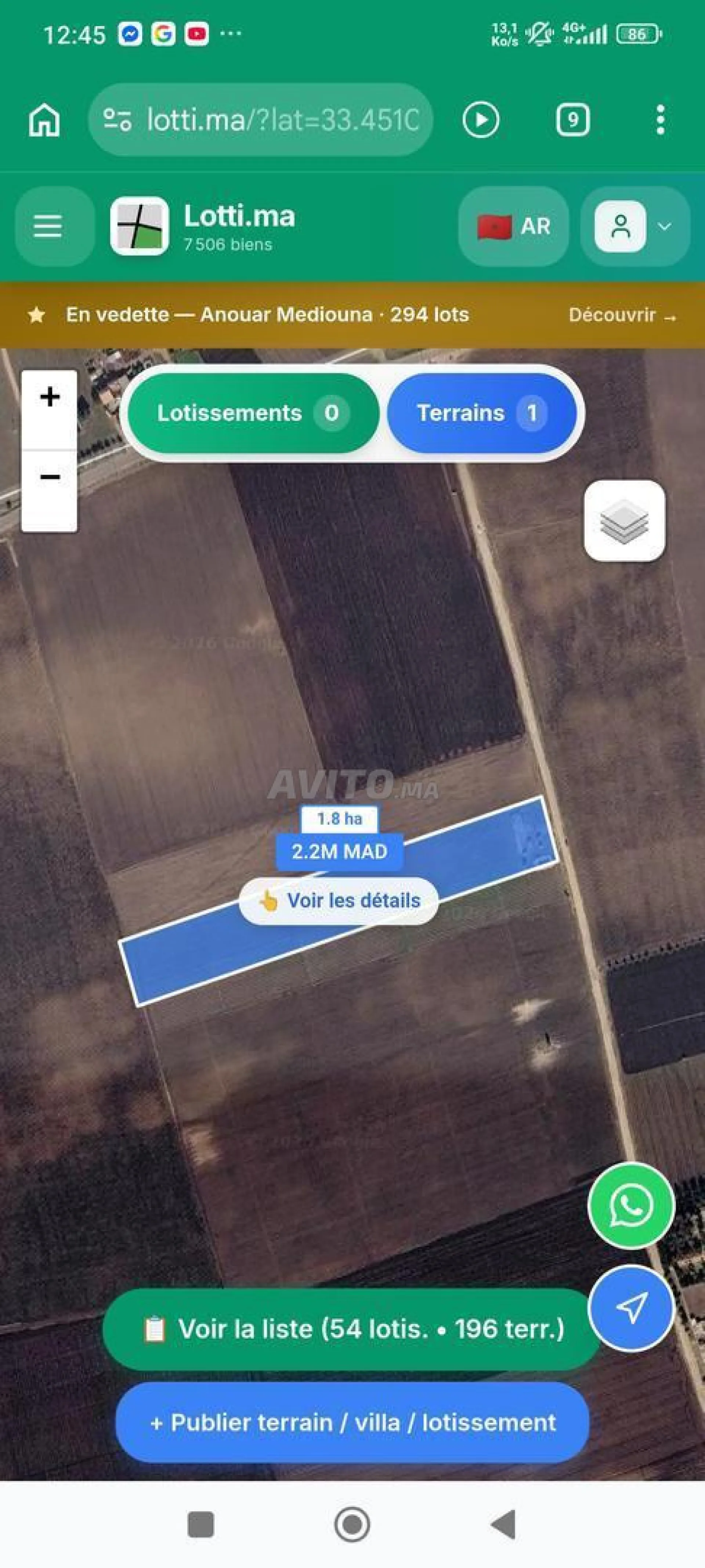 Terrain à vendre à 7 km de mediouna titre foncier