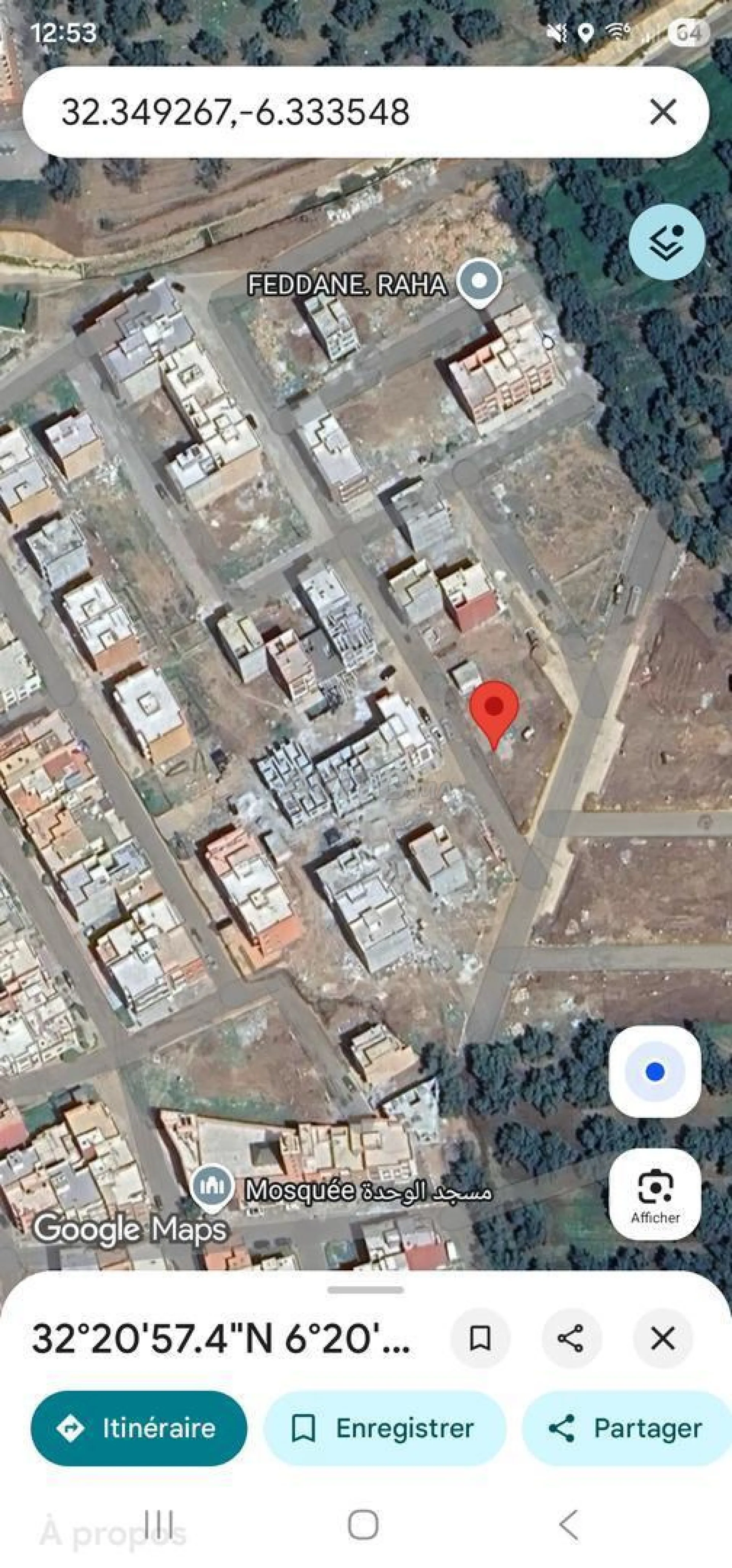 Terrain à vendre 95m² proche école Tahar Bn Jeloun