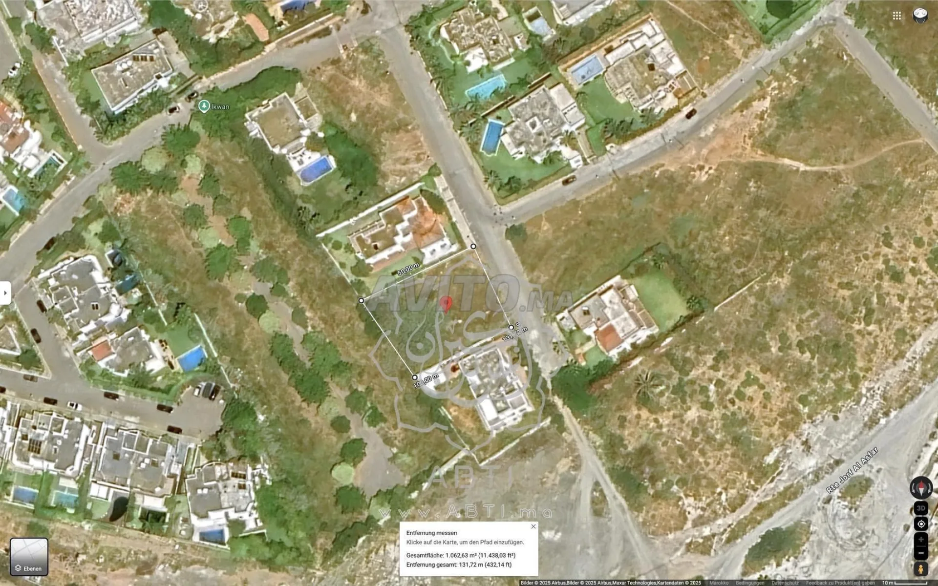 Terrain villa isolée 1000m² à Ain Diab extension