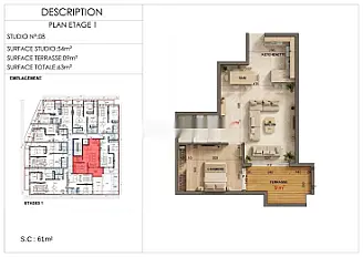 Studio à vendre 63 m² à Victor Hugo