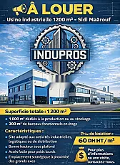 À LOUER Usine industrielle 1771 m2- Sidi Maârouf