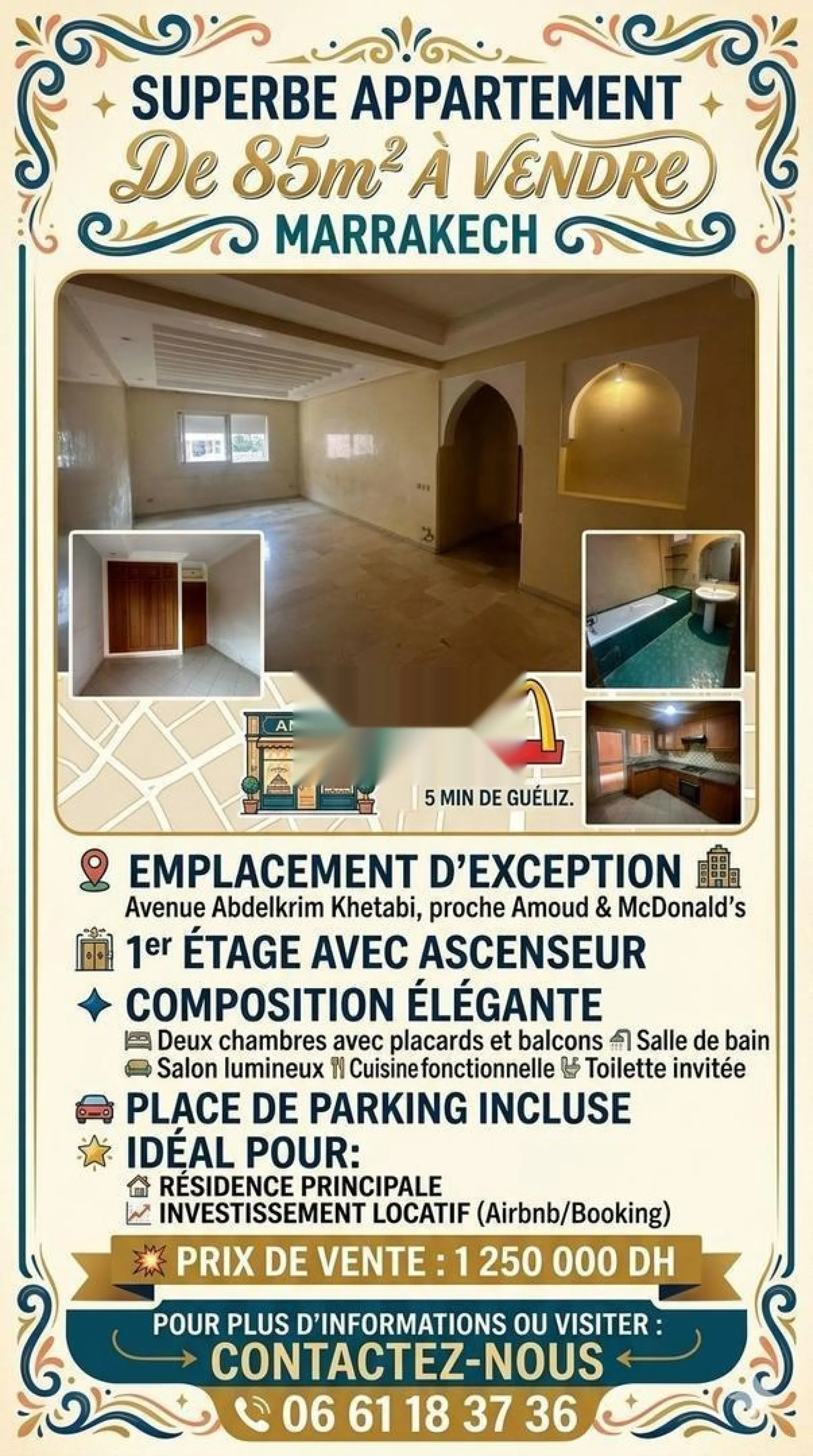 Jolie appart 85m2 près de Amoud et McDonald