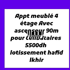 APPARTEMENT MEUBLÉ 4ÈME ASCENSEUR CÉLIBATAIRES