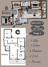 Appartement à vendre 119m² Résidence Kenz. Kénitra