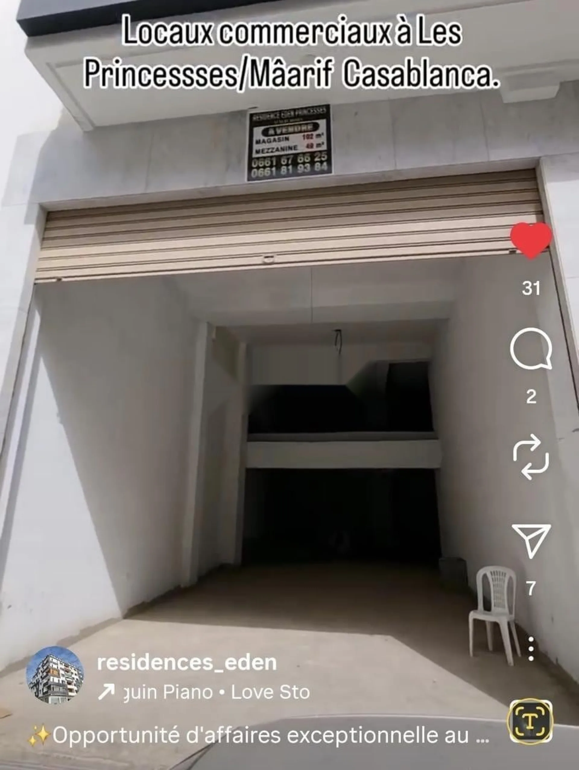 Local à vendre à les Princesses 151m2