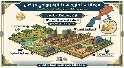 للبيع أرض بمساحة 4300 هكتار بمنطقة مراكش