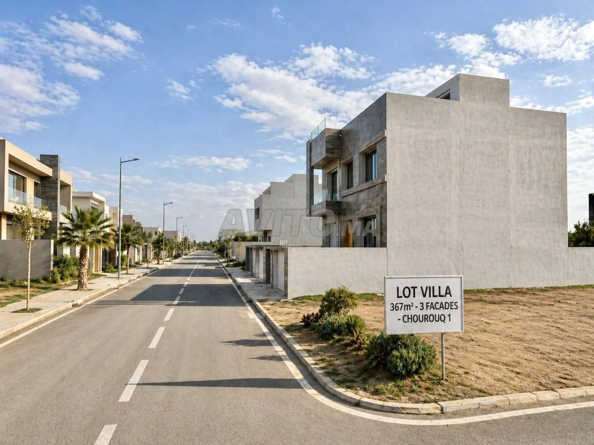 Terrain villa 367 m² - 3 façades - Chourouq 1 Fès