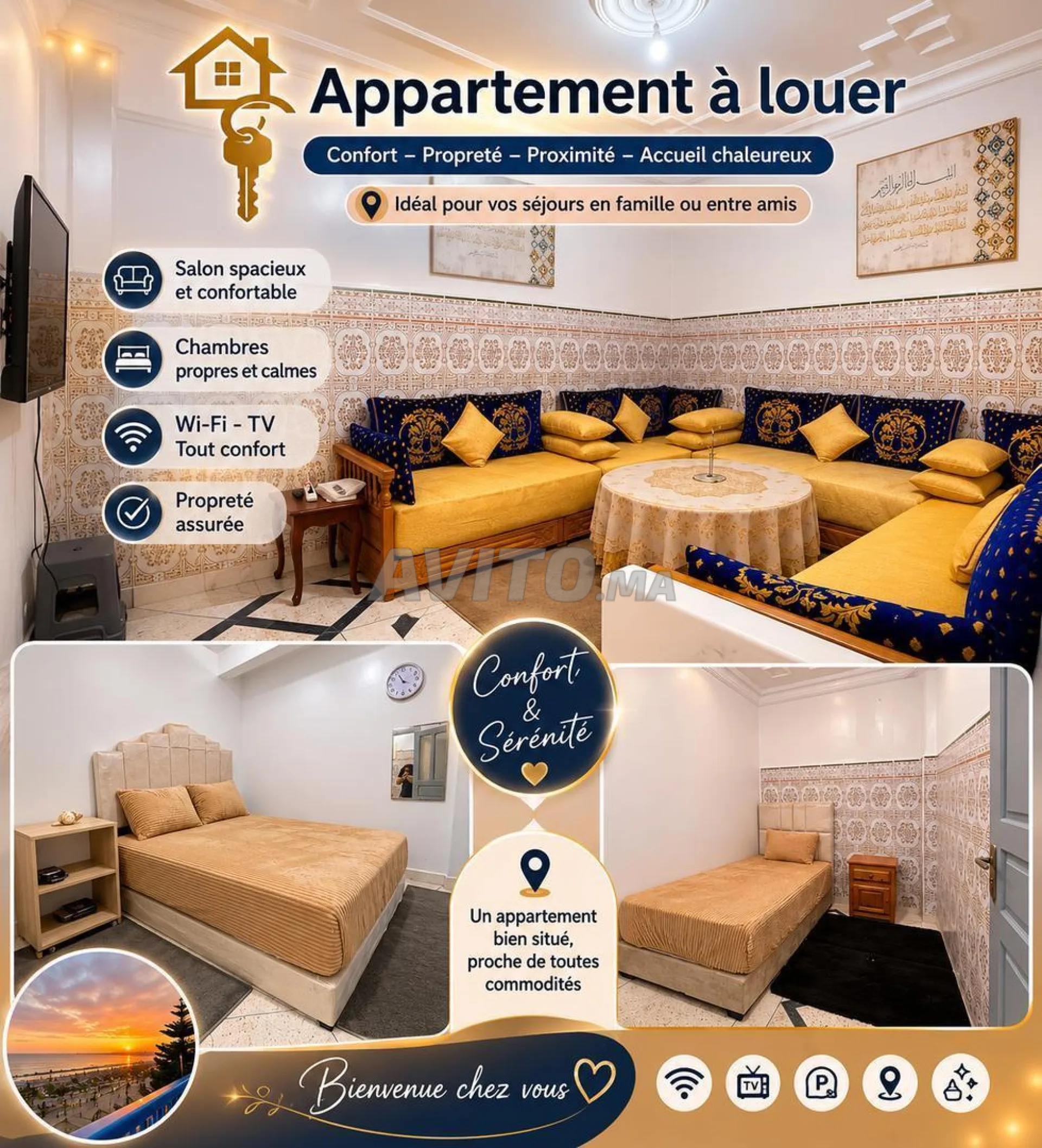 Appartement familial à louer à la nuitée