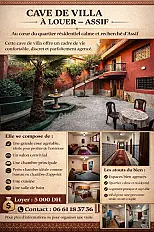 Jolie cave villa avec grande cour à Assif