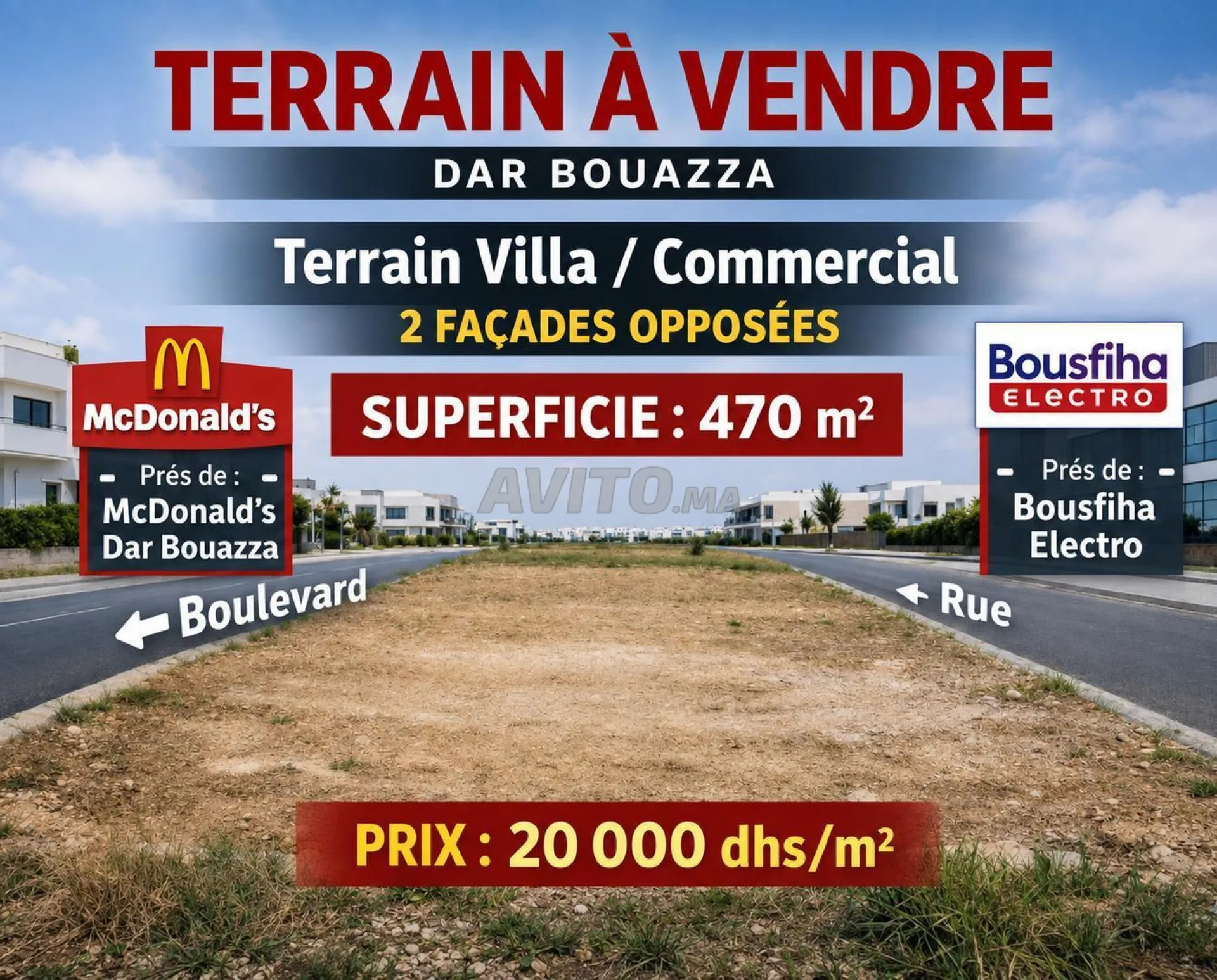 Terrain à vendre Villa commercial
