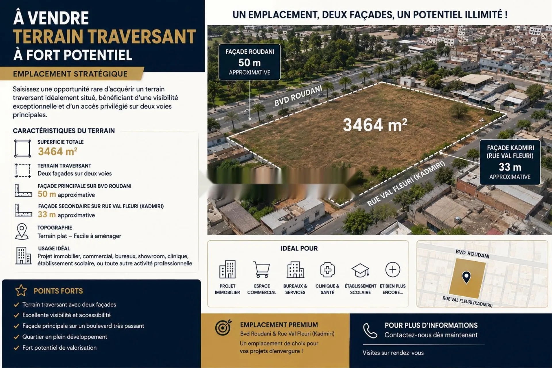 Terrain à vendre 3464 m² Roudani