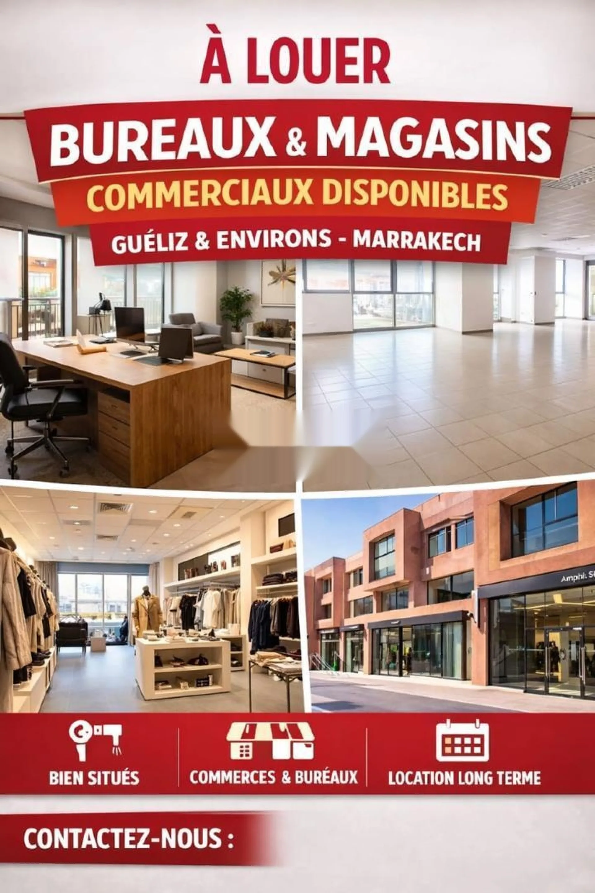 Bureaux & Magasins à Louer - Guèliz et environs