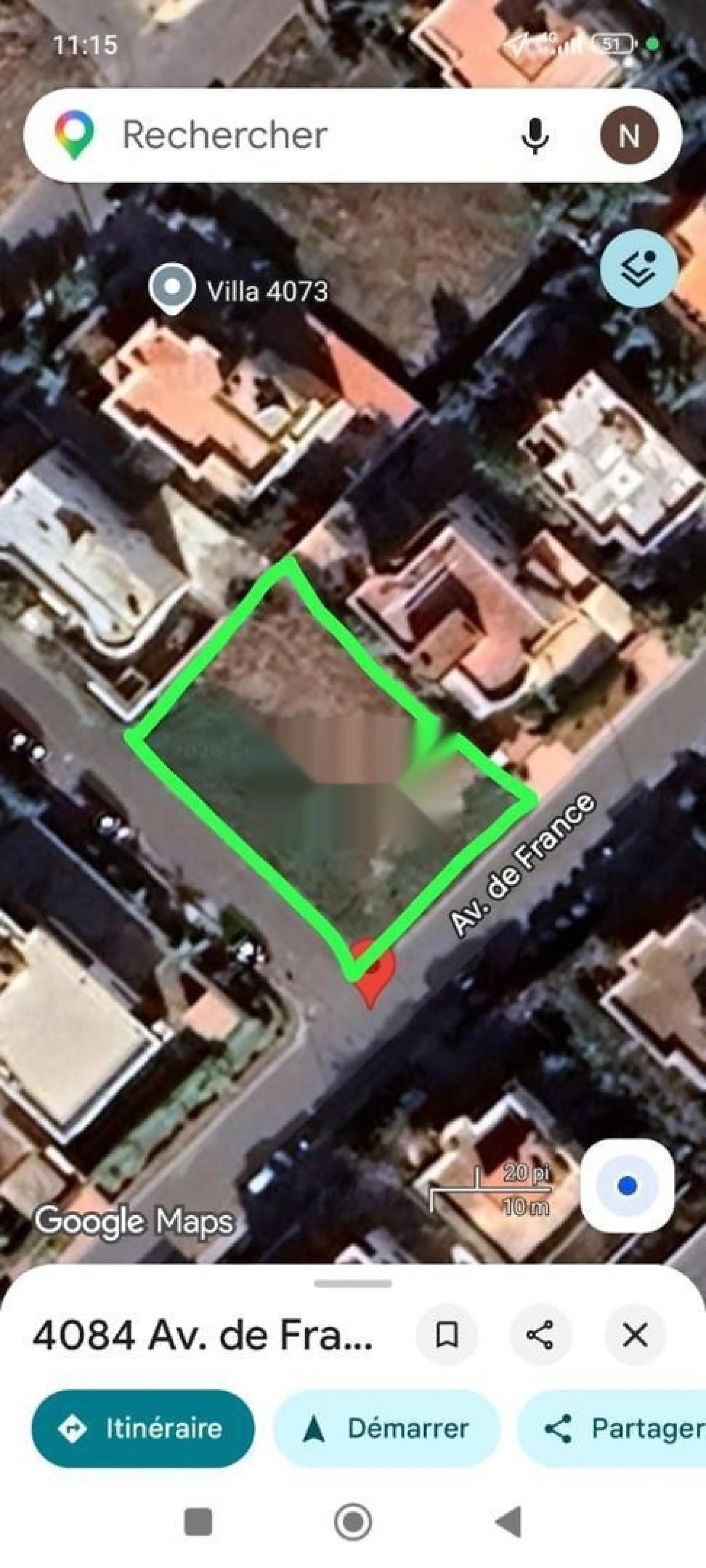Terrain titre 440m2 z.villa wifak Temara