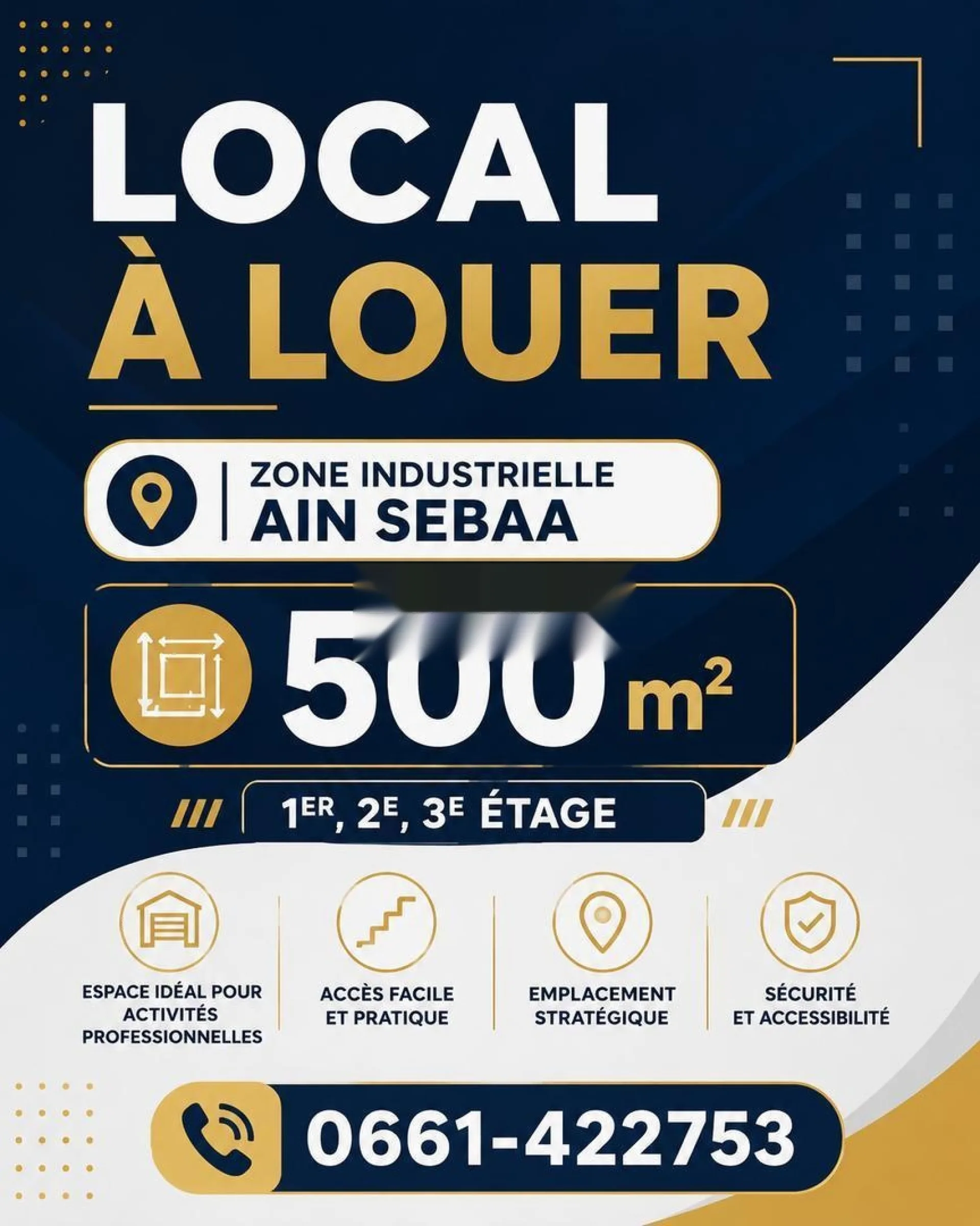 Local à louer 500 m² - ZI Aïn Sebaâ