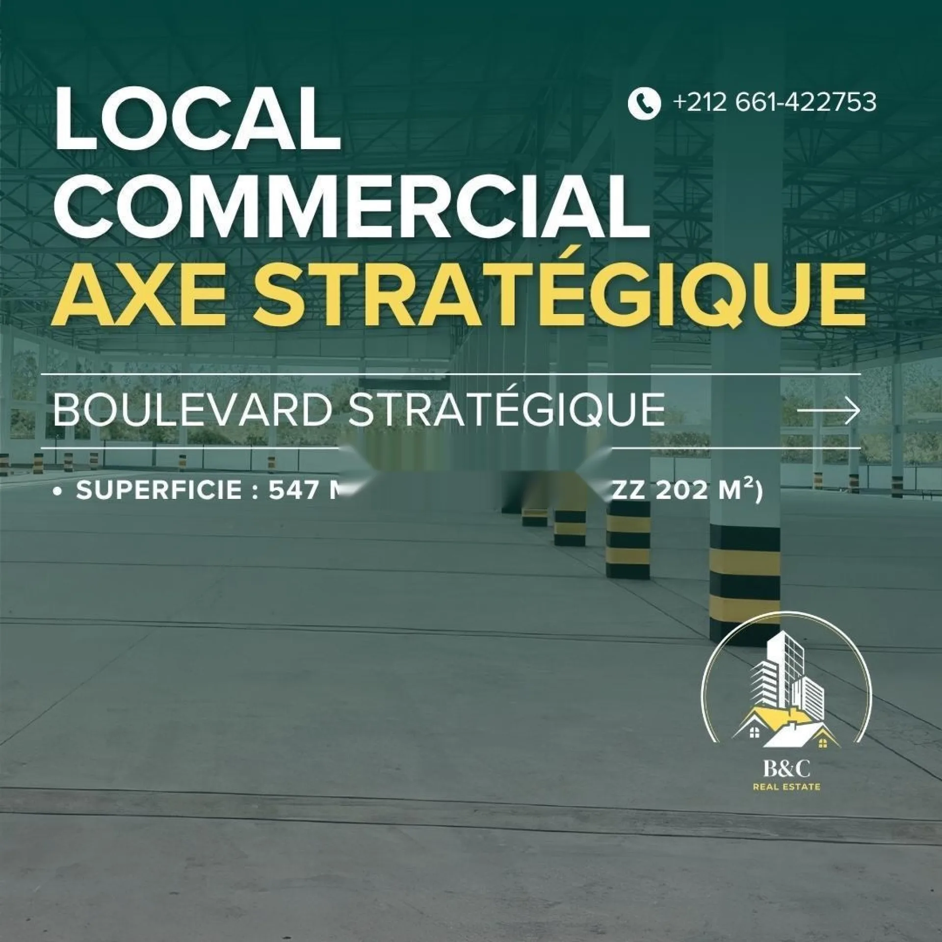 Local commercial 547 m² axe stratégique