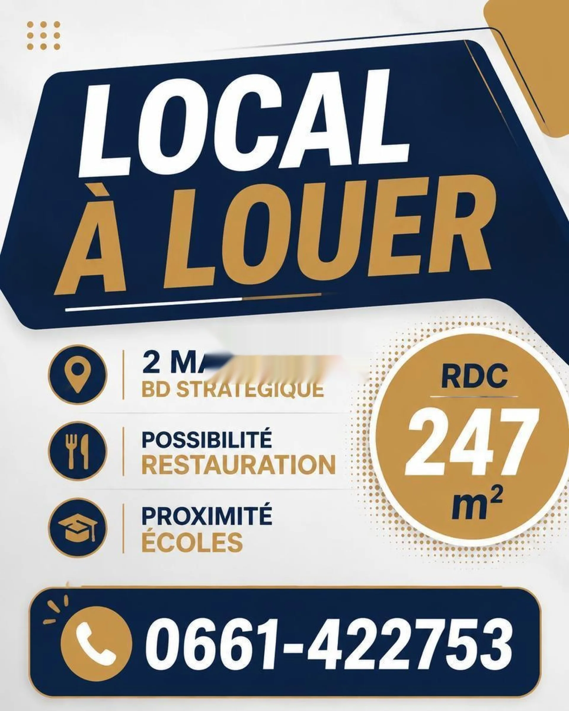Local à louer 247 m² - 2 Mars, restauration