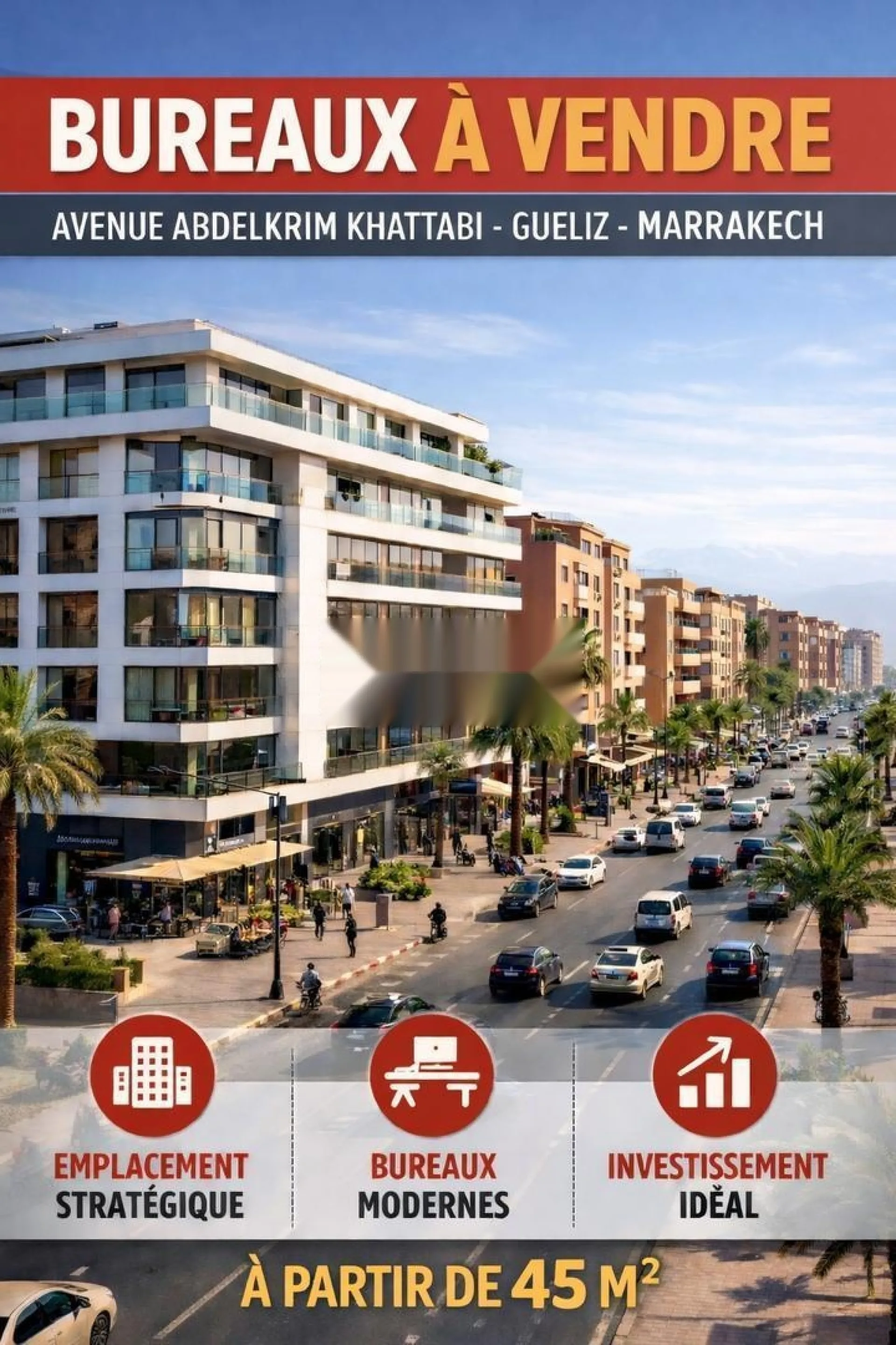 BUREAUX À VENDRE À PARTIR DE 45 MÈTRES - GUÉLIZ