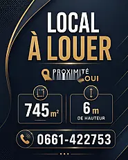 Local à louer 745 m² - Bd Ziraoui, h 6m
