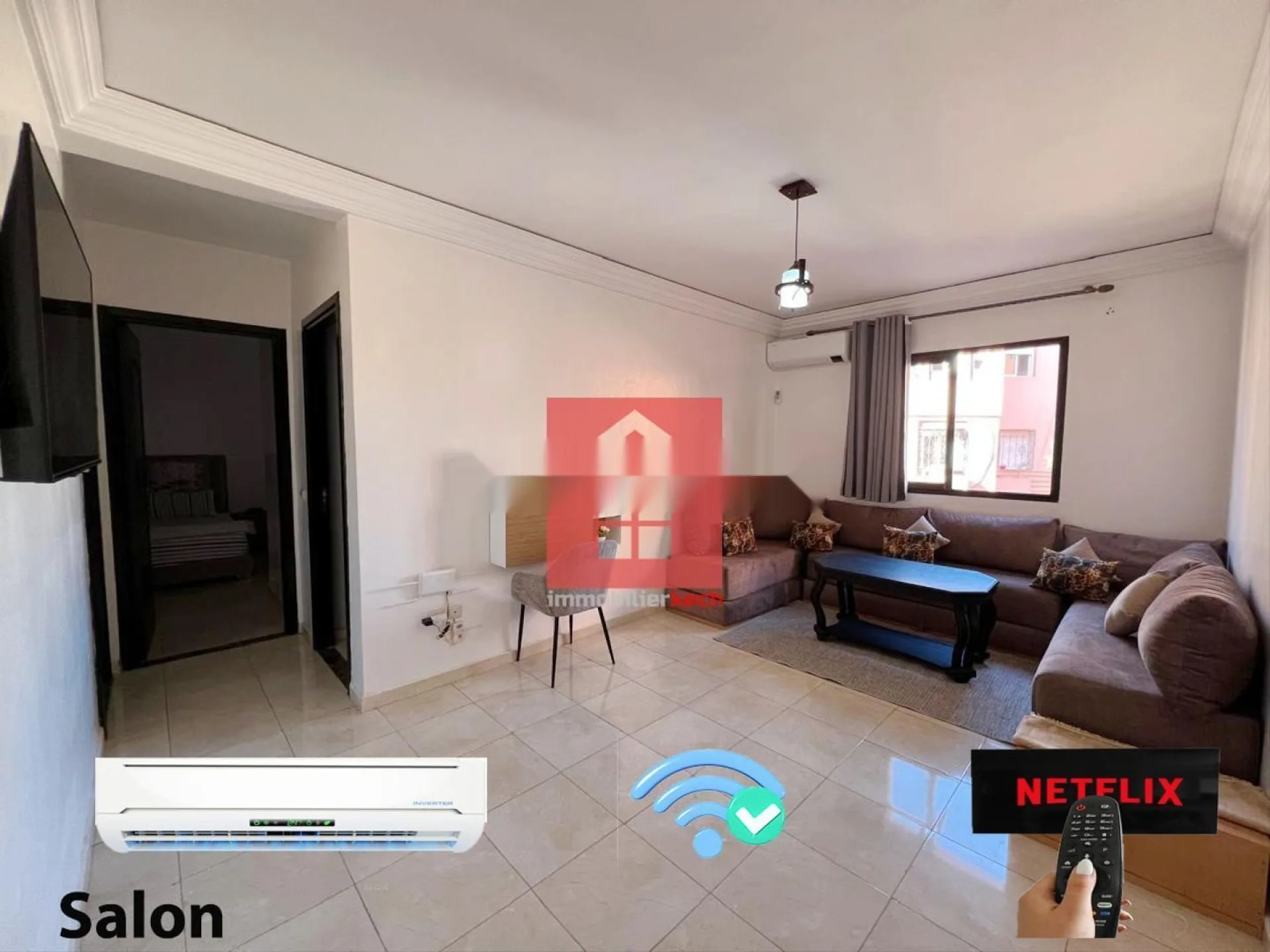 Appartement meublé avec balcon à 9 minutes de Gueliz