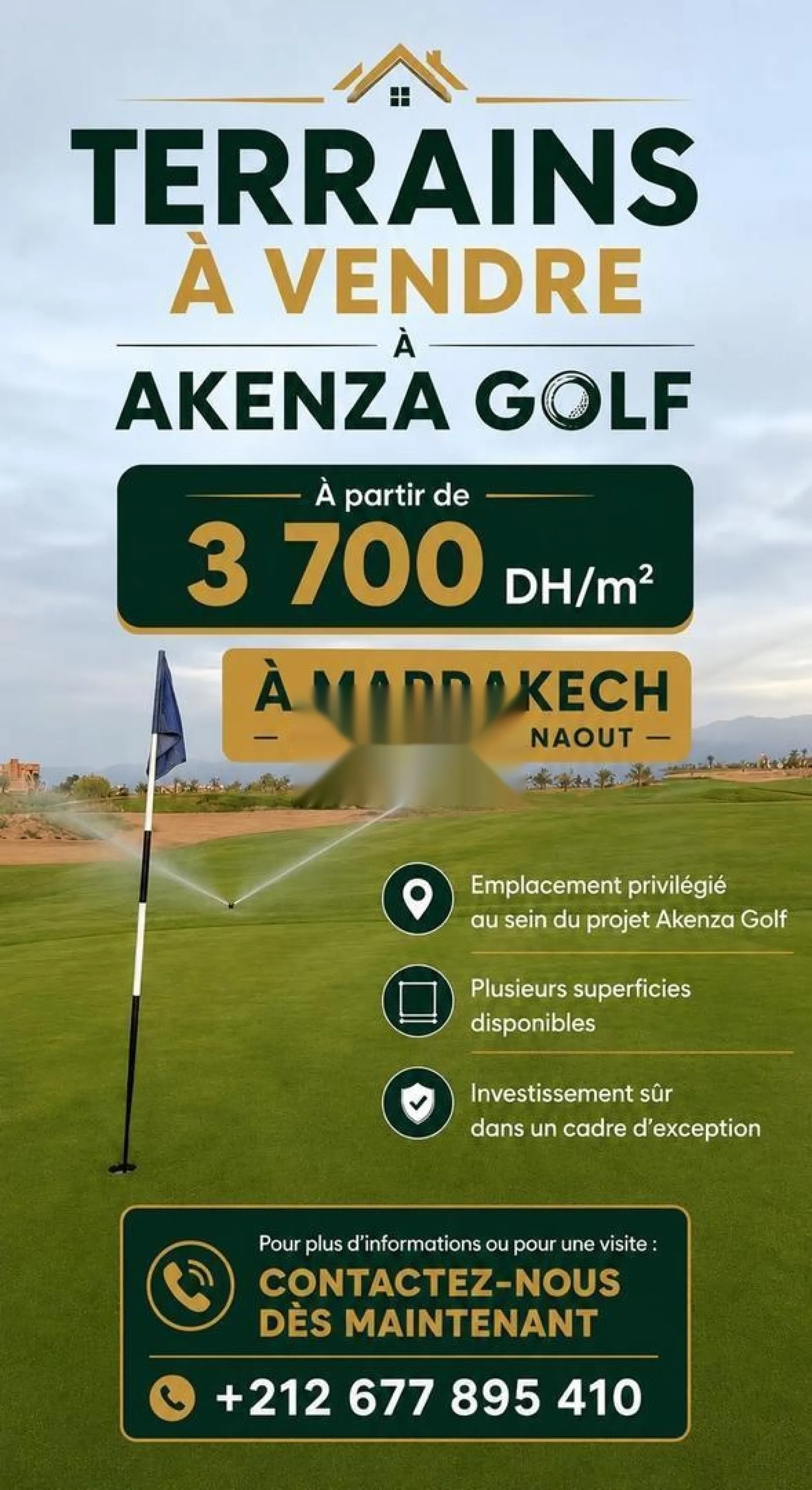 Terrain front Golf à Akenza