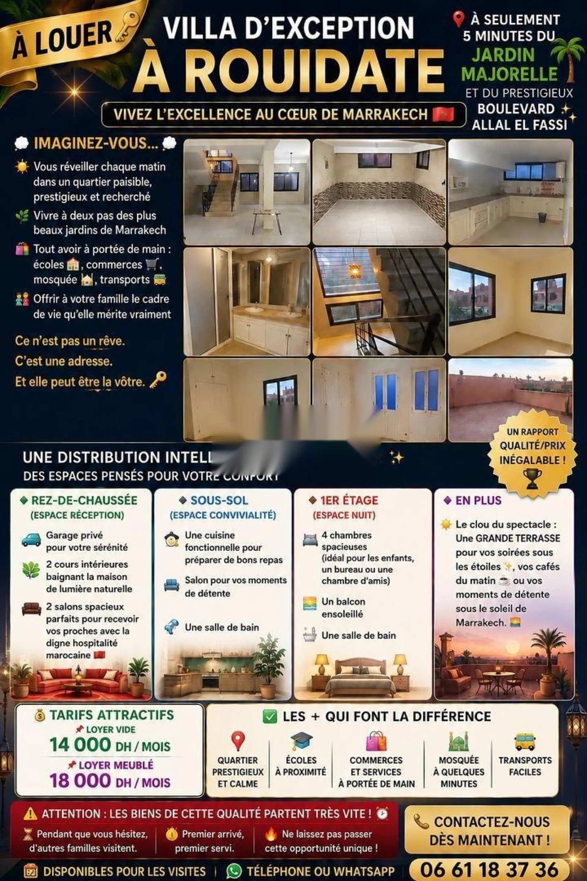 Villa à Rouidate vide meublé près Jardin Majorelle