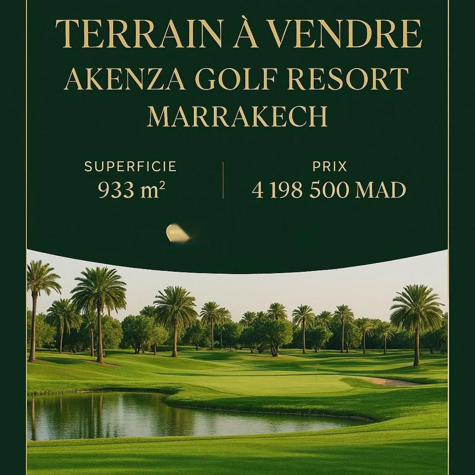 Terrain villa A vendre Akenza Golf