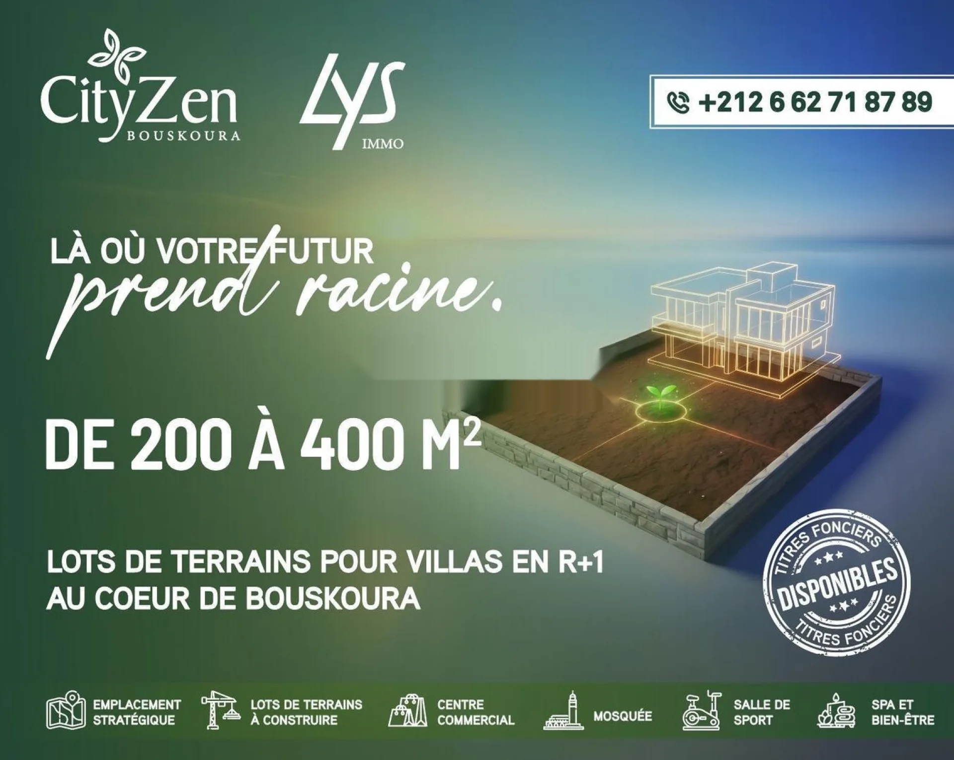 Terrains villas CITYZEN Bouskoura dès 200 m²