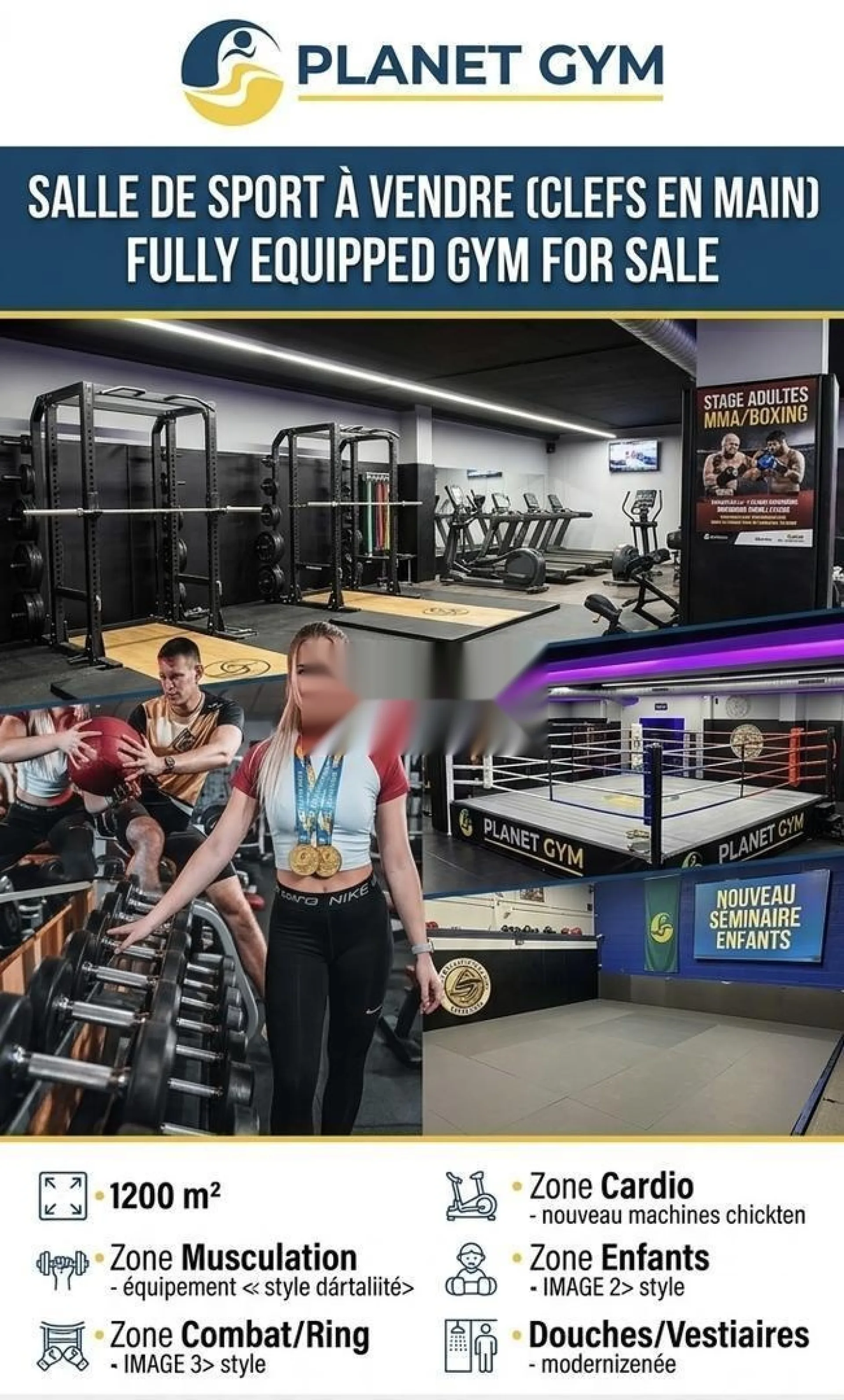 SALLE DE SPORT AVEC MATÉRIELS À VENDRE