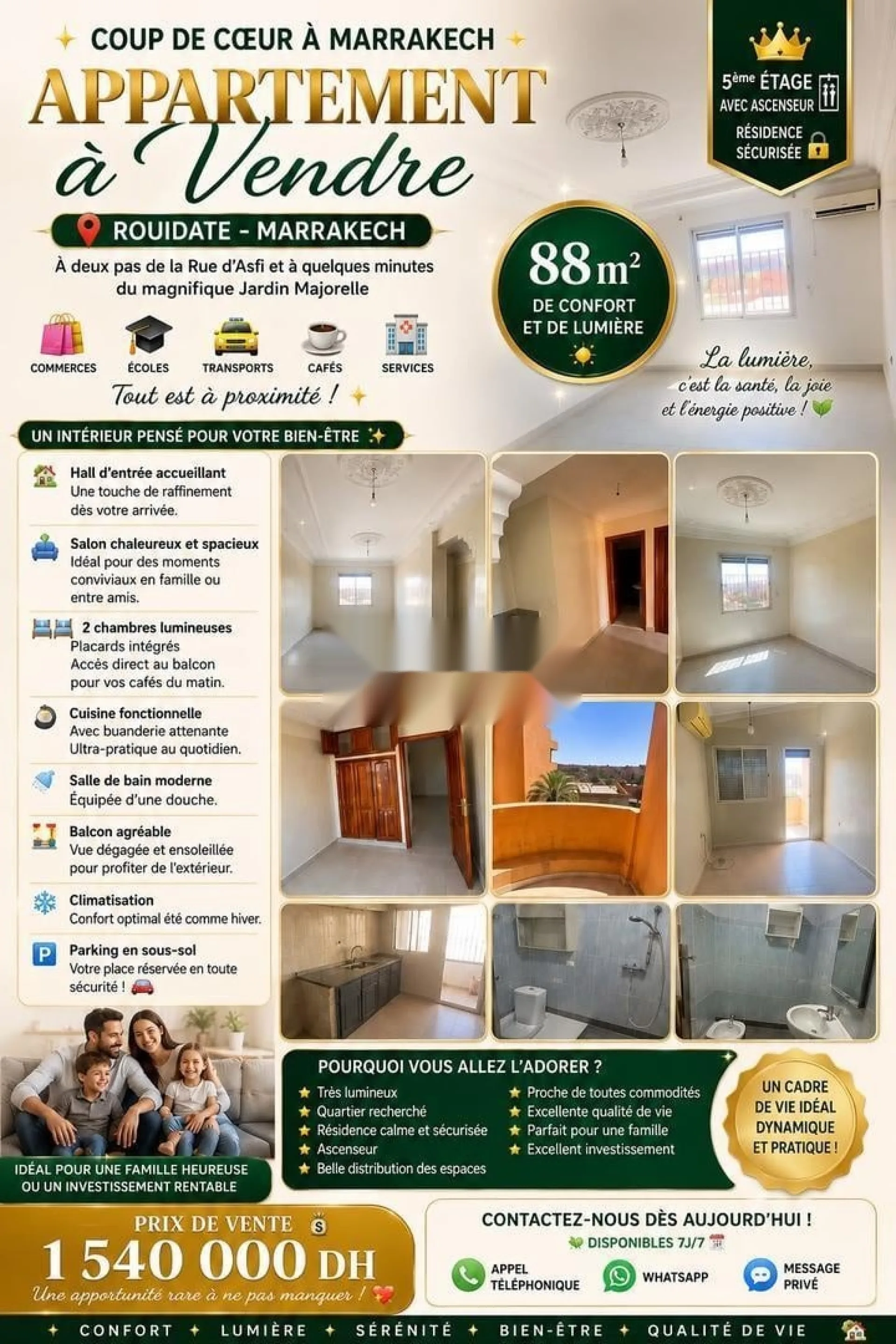 Appartement 88m2 à Rouidate à 5 min de Majorelle